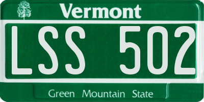VT license plate LSS502