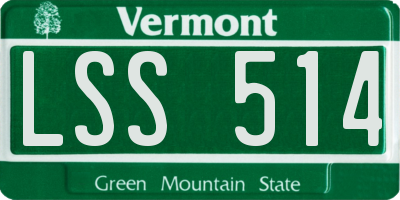 VT license plate LSS514