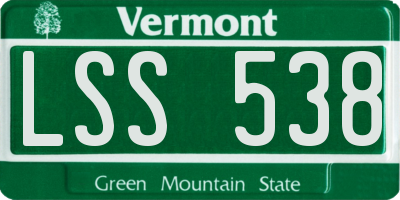 VT license plate LSS538