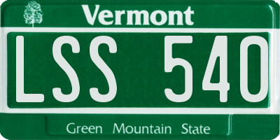 VT license plate LSS540