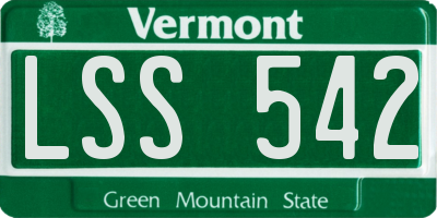 VT license plate LSS542