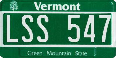 VT license plate LSS547