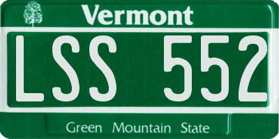 VT license plate LSS552