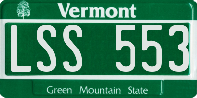 VT license plate LSS553
