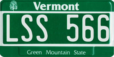 VT license plate LSS566