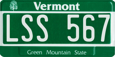 VT license plate LSS567