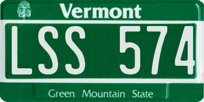VT license plate LSS574