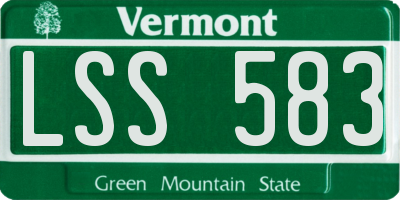 VT license plate LSS583