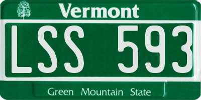VT license plate LSS593