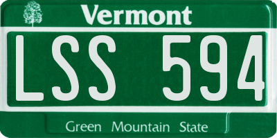 VT license plate LSS594