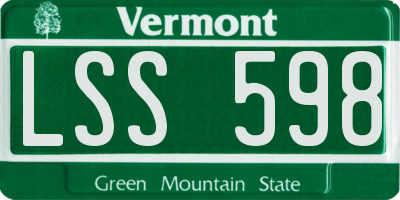 VT license plate LSS598