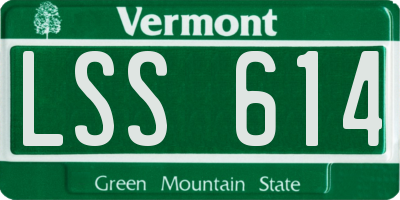 VT license plate LSS614
