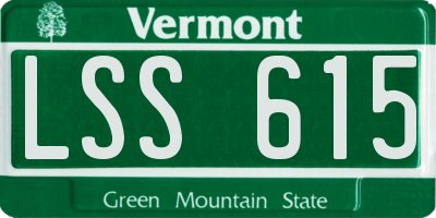 VT license plate LSS615