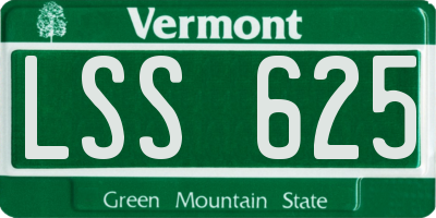 VT license plate LSS625