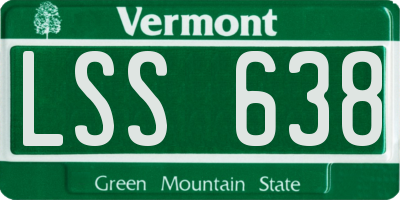 VT license plate LSS638