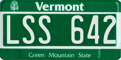 VT license plate LSS642