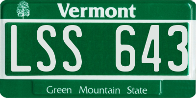 VT license plate LSS643