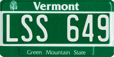 VT license plate LSS649
