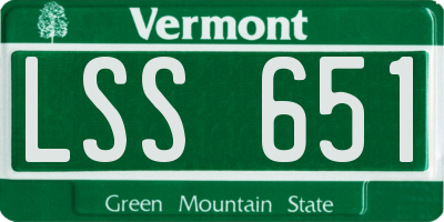 VT license plate LSS651