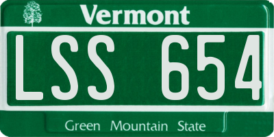 VT license plate LSS654