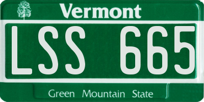 VT license plate LSS665