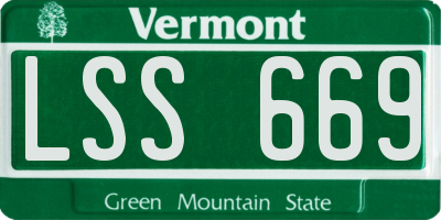 VT license plate LSS669