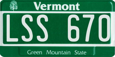 VT license plate LSS670