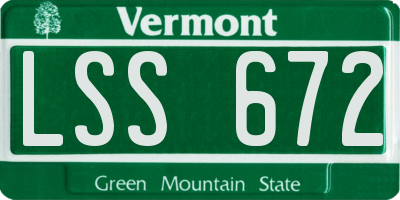 VT license plate LSS672