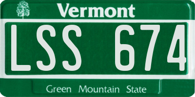 VT license plate LSS674