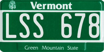VT license plate LSS678