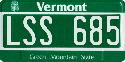 VT license plate LSS685