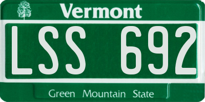 VT license plate LSS692
