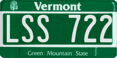 VT license plate LSS722
