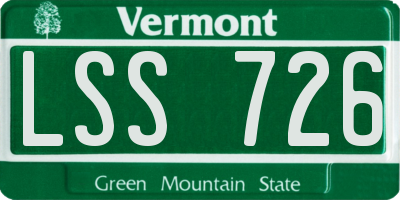 VT license plate LSS726