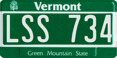 VT license plate LSS734