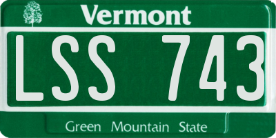 VT license plate LSS743