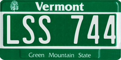 VT license plate LSS744