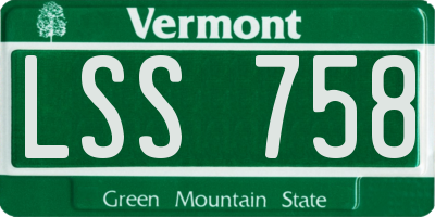 VT license plate LSS758
