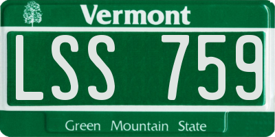 VT license plate LSS759