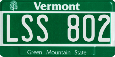 VT license plate LSS802