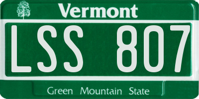 VT license plate LSS807
