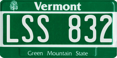 VT license plate LSS832