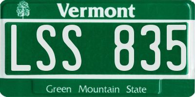 VT license plate LSS835