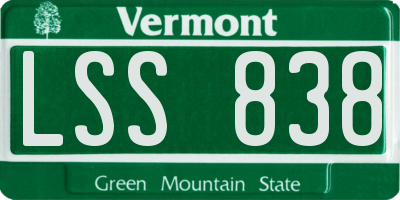 VT license plate LSS838