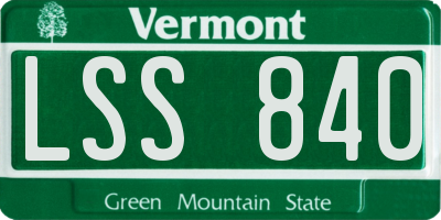 VT license plate LSS840