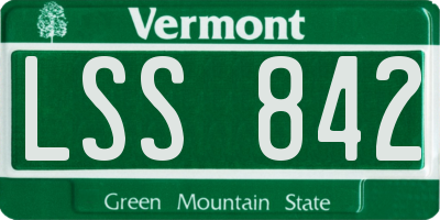 VT license plate LSS842