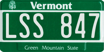 VT license plate LSS847