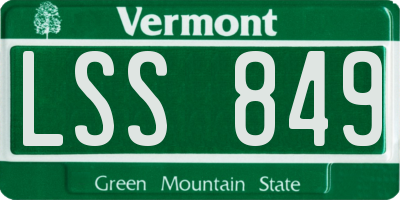VT license plate LSS849