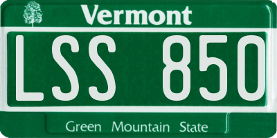 VT license plate LSS850