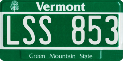 VT license plate LSS853